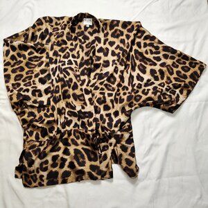 Hayden Los Angeles Wrap Top XL Animal Leopard Print Blouse